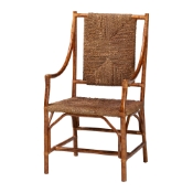 bali & pari Ramos Marbled Tortoise Natural Rattan and Seagrass Armchair - Handwoven Wicker Chair, Rustic Boho Accent Seating for Living Room or Lounge